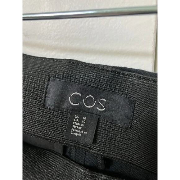 COS Black Cropped Cigarette Stretch Pants Neutral Contemporary Womens 10 - Picture 3 of 8